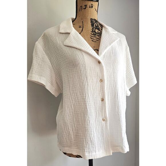 Altar'd State 100% Cotton White Button Down Blouse, Sz L NEW - Picture 3 of 10